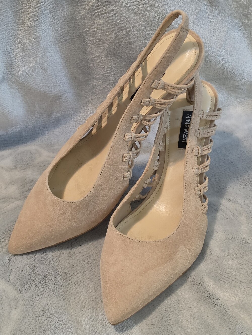 Rare Y2K Nine West Caged Slingback Suede Heels Discontinued